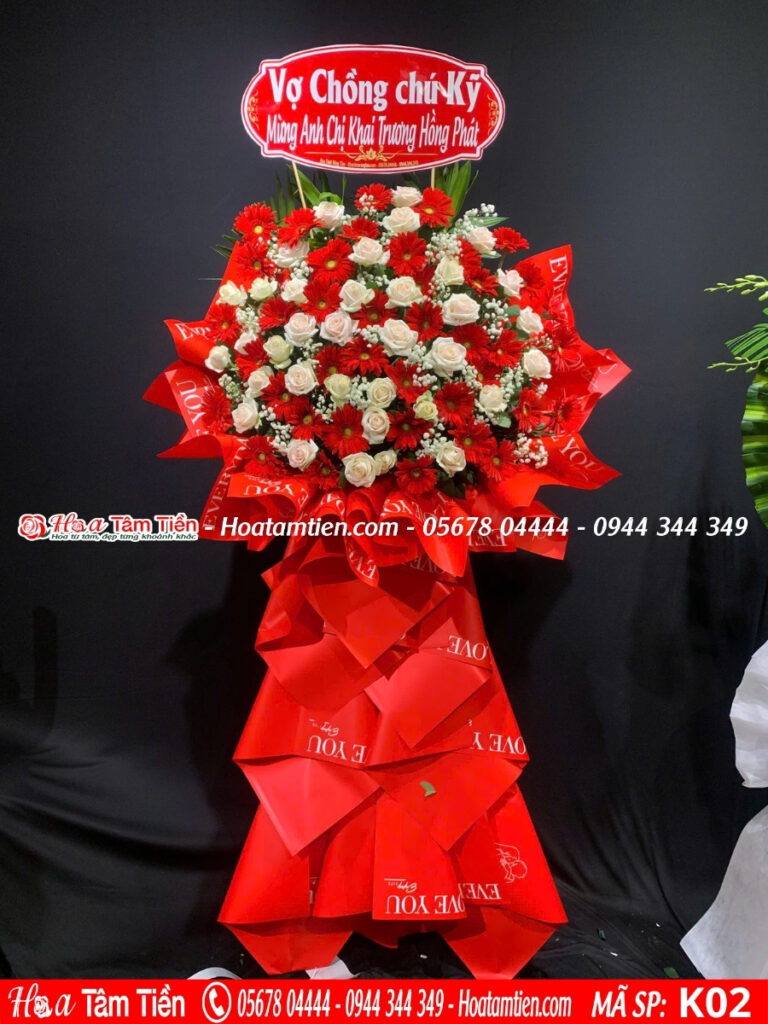 Hoa Tâm Tiền Vũng Tàu Hoa khai trương phường Rạch Dừa tone đỏ nổi bật