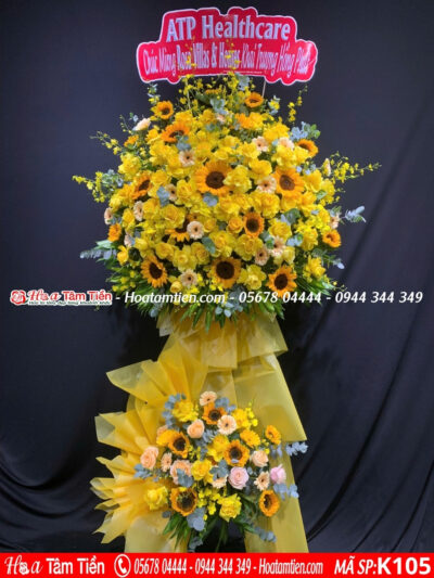 Kệ hoa khai trương nền vàng phúc lộc