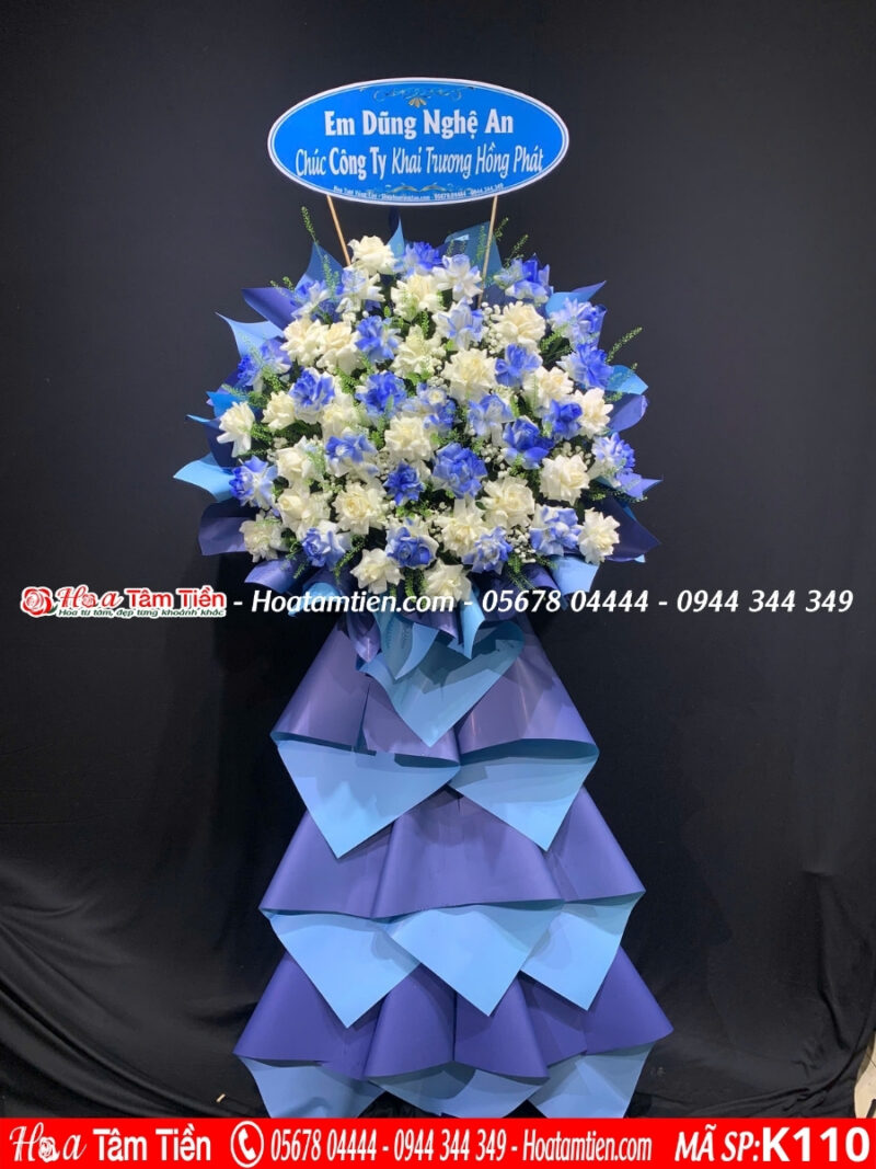 Kệ hoa khai trương tông xanh lạnh thanh nhã