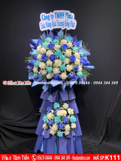 Kệ hoa khai trương phối màu xanh dương