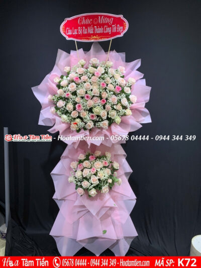 Kệ hoa khai trương mix hồng – Hoa Tâm Tiền