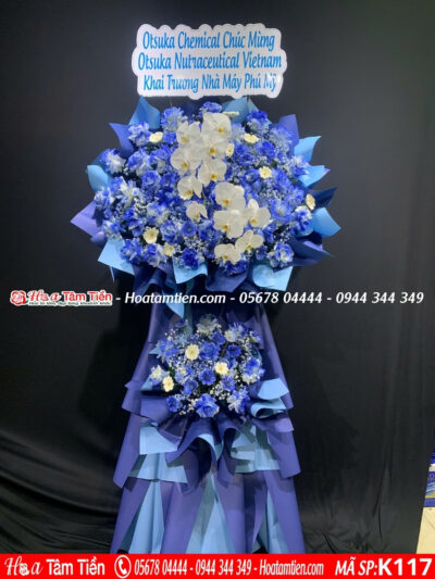 Kệ hoa khai trương màu xanh ship nhanh nội thành