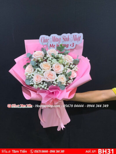 Bó hoa 14/2 phối đỏ và hồng ngọt ngào