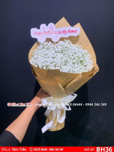 Bó hoa cầu hôn baby trắng tinh tế