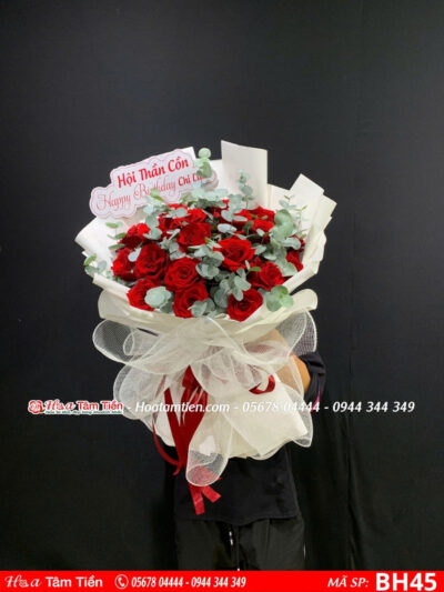 Bó hoa Valentine 14/2 gam trắng đỏ nổi bật
