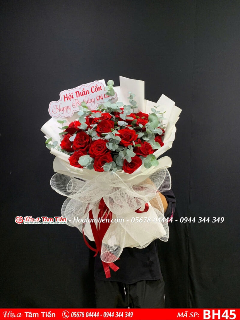 Bó hoa Valentine 14/2 gam trắng đỏ nổi bật