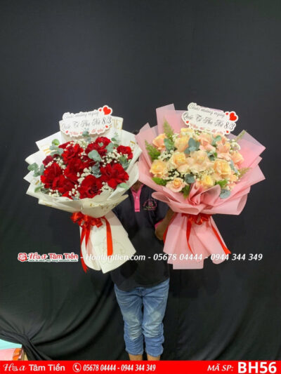 Bó hoa 8/3 kết hợp cẩm tú cầu và baby