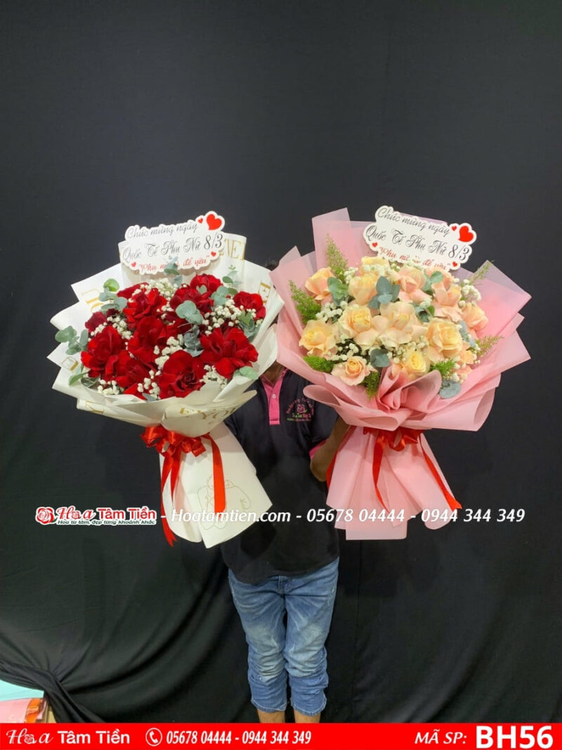 Bó hoa 8/3 kết hợp cẩm tú cầu và baby