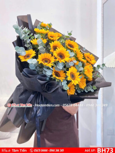bó hoa hướng dương giấy đen to