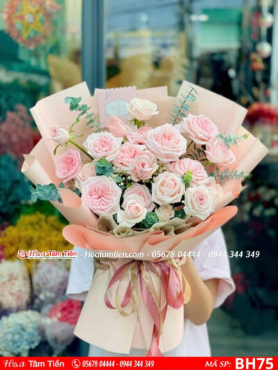 bó hoa ô hồng tone nhẹ nhàn