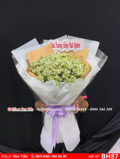 bó hoa cúc tana mix giấy trắng tại shop hoa tươi vũng tàu