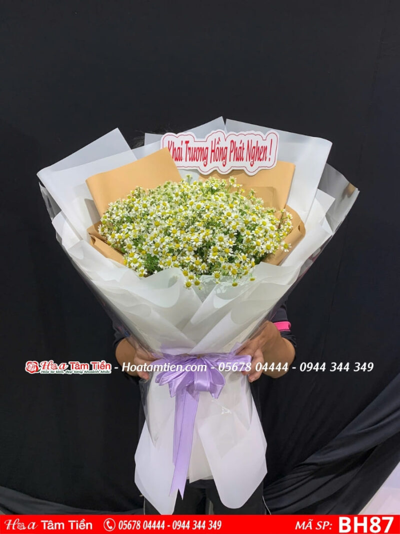 bó hoa cúc tana mix giấy trắng tại shop hoa tươi vũng tàu