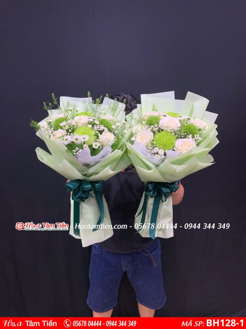 2 bó hoa tone xanh lá tặng đại hội và hội nghị tại hoa tươi vũng tàu