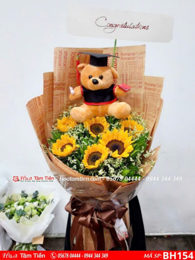 bó hoa hướng dương và gấu bông tốt nghiệp tại shop hoa tươi vũng tàu