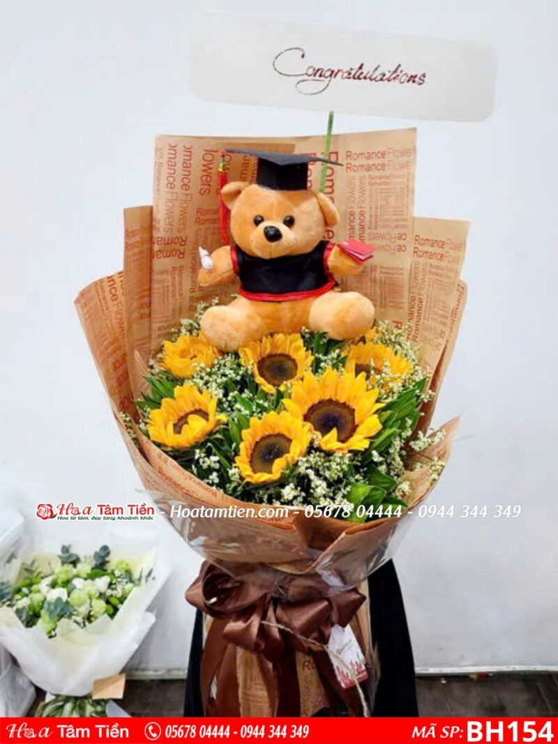 bó hoa hướng dương và gấu bông tốt nghiệp tại shop hoa tươi vũng tàu