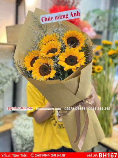 Bó hoa 6 bông hướng dương gói giấy báo