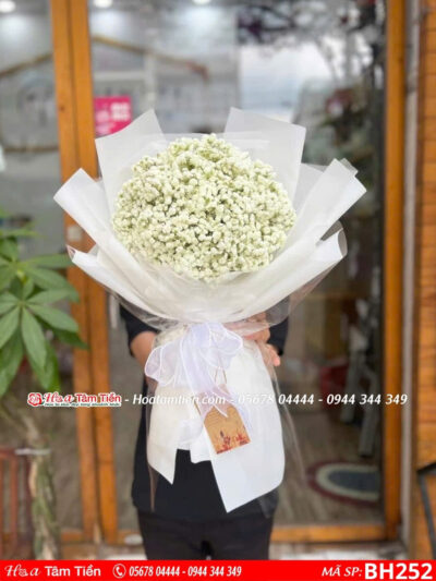 Bó hoa baby trắng gói giấy trắng to siêu xinh