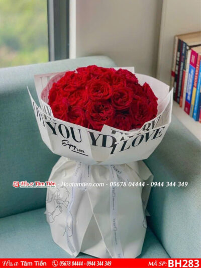 bó hoa hồng ohara đỏ gói giấy trắng i love you tặng sinh nhật