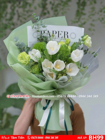 bó hoa tulip mix cát tường xanh tại shop hoa vũng tàu