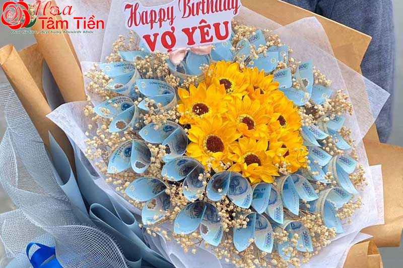 10 mẫu bó hoa tiền 20/10 cực đẹp và ý nghĩa, đầy đủ mệnh giá