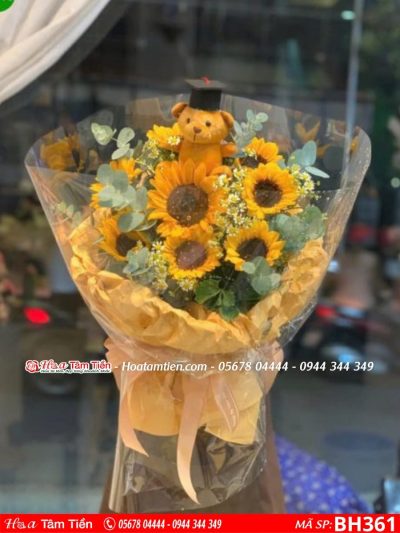 bó hoa hướng dương gấu tốt nghiệp tại hoa tươi vũng tàu