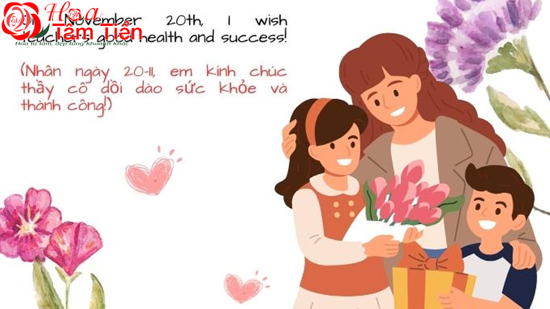 Hoa Tâm Tiền Lời chúc 20/11 ngắn gọn bằng tiếng Anh