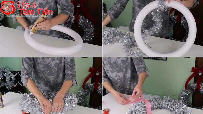 Cách làm vòng nguyệt quế noel handmade bằng giấy và các vật liệu đơn giản