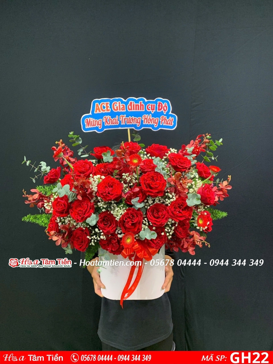 Lẵng hoa sinh nhật shop hoa Phước Tỉnh – Hoa Tâm Tiền