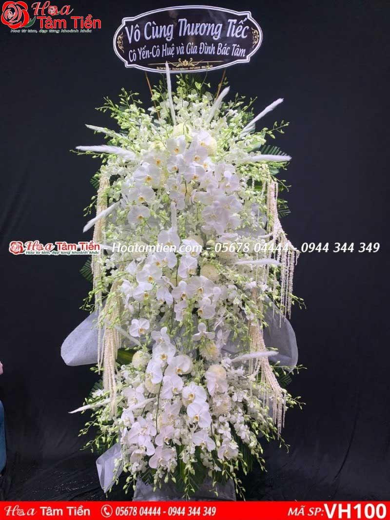 Vòng hoa lan trắng cao cấp