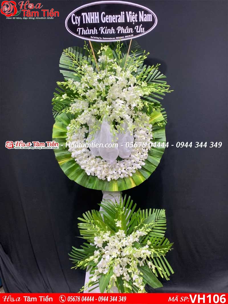 Vòng hoa lan trắng cao cấp.