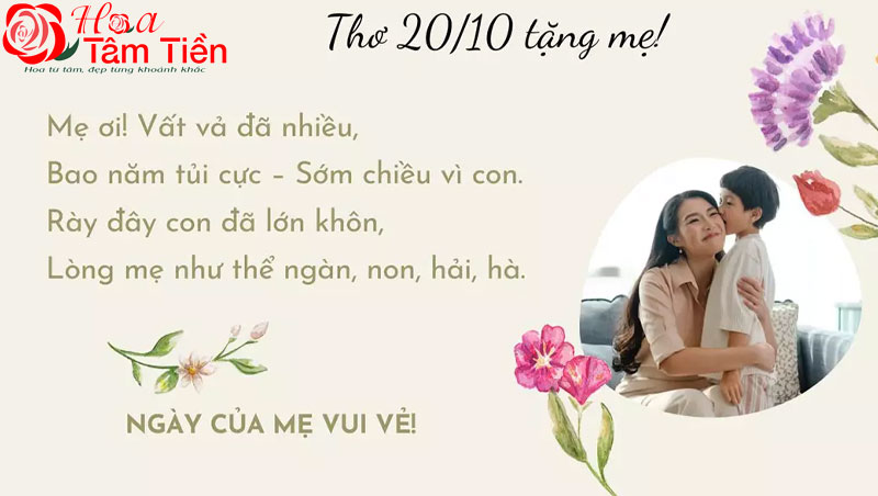 Thơ 20/10 tặng mẹ ngắn gọn, dễ thuộc