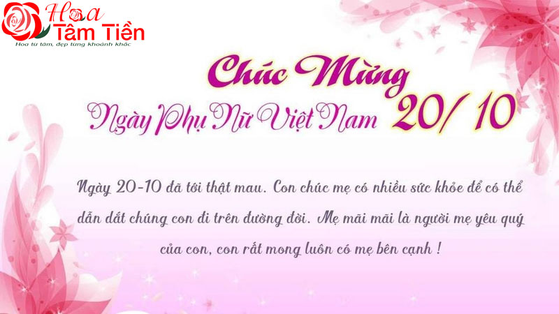 Hoa Tâm Tiền Mẫu thiệp chúc mừng 20 tháng 10 dành tặng mẹ và bà