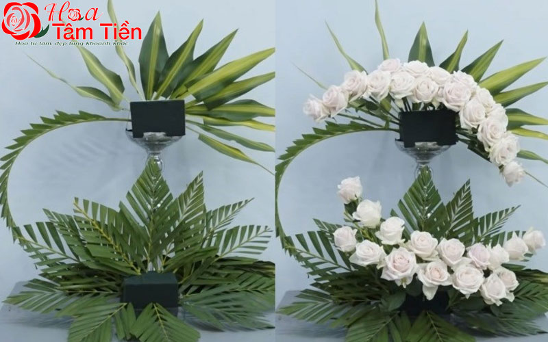 Cách cắm hoa dáng vòm nhiều tầng