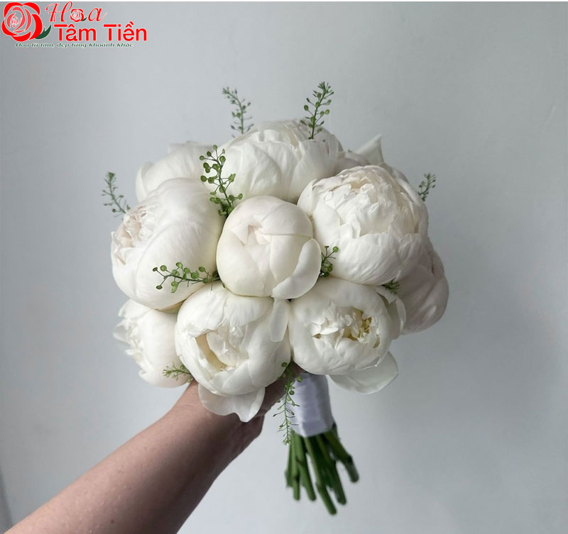 Hoa cưới mẫu đơn trắng thanh lịch