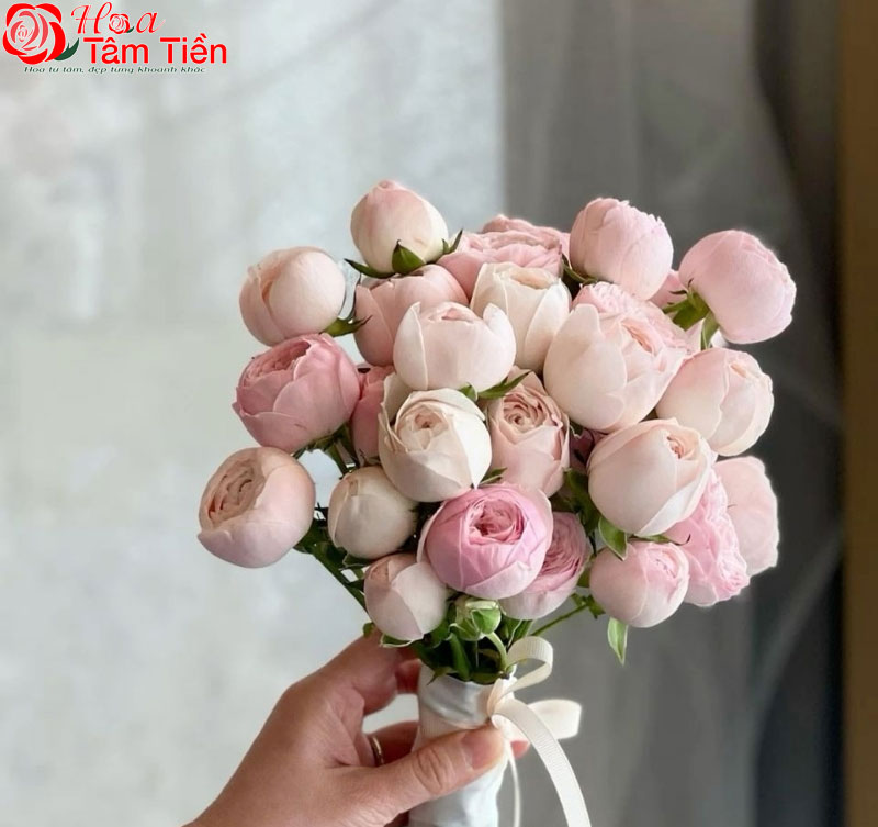 Hoa cưới mẫu đơn hồng lãng mạn