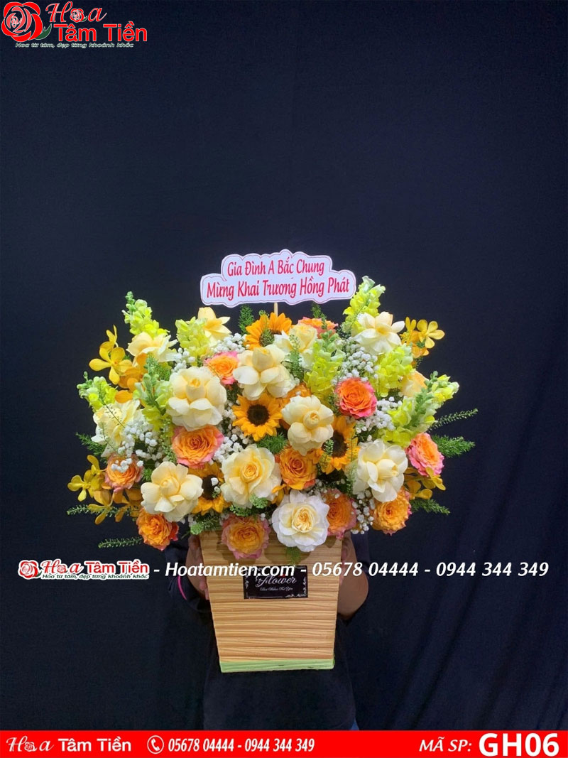 Hoa Tâm Tiền Lẵng hoa hướng dương tươi sáng. MSP GH06