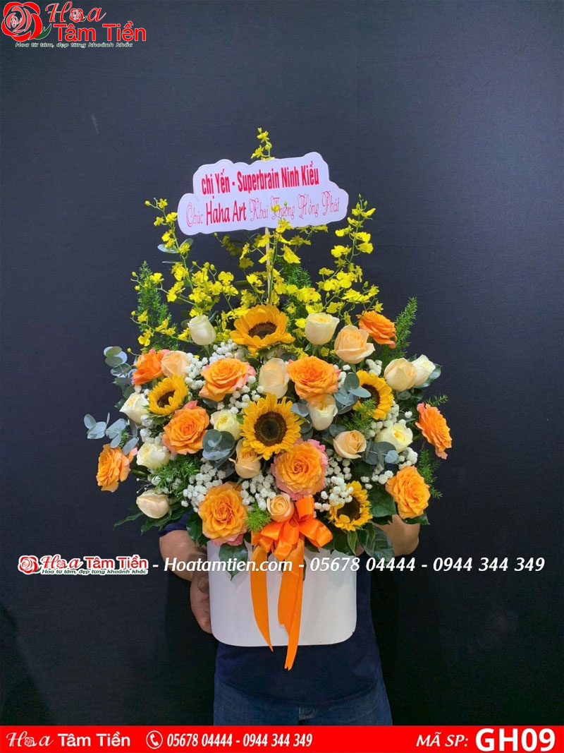 Hoa Tâm Tiền Lẵng hoa hướng dương tươi sáng. MSP GH09