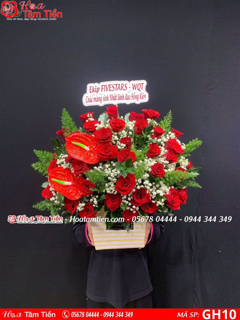 Hoa Tâm Tiền Lẵng hoa hồng nhẹ nhàng, lãng mạn